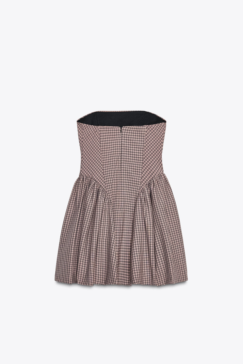 GINGHAM CHECK BANDEAU SHORT DRESS - Zara фото 7