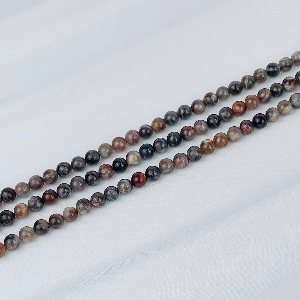 Бусины для украшений из Лунного и Солнечного камня (50 бусин) 38 см