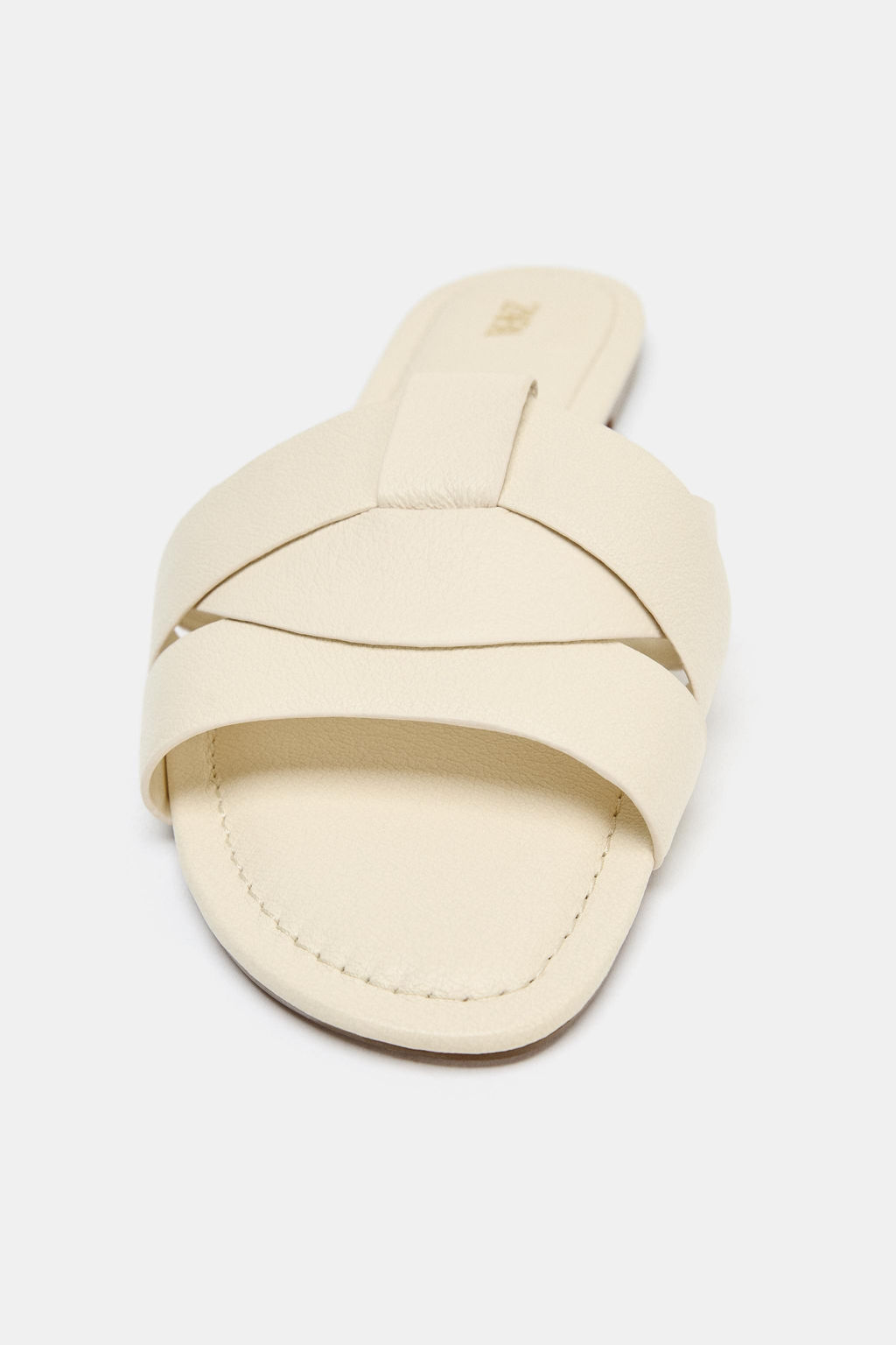 SANDALIA PLANA PIEL CRUZADA / Blanco Crudo - Zara фото 3