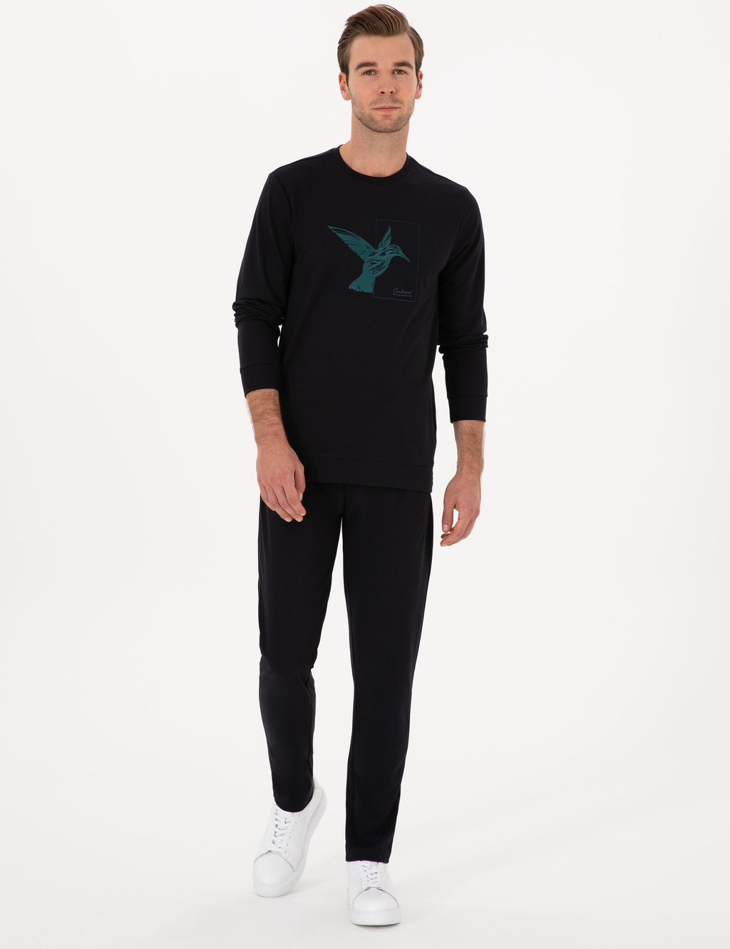 Lacivert Regular Fit Bisiklet Yaka Sweatshirt