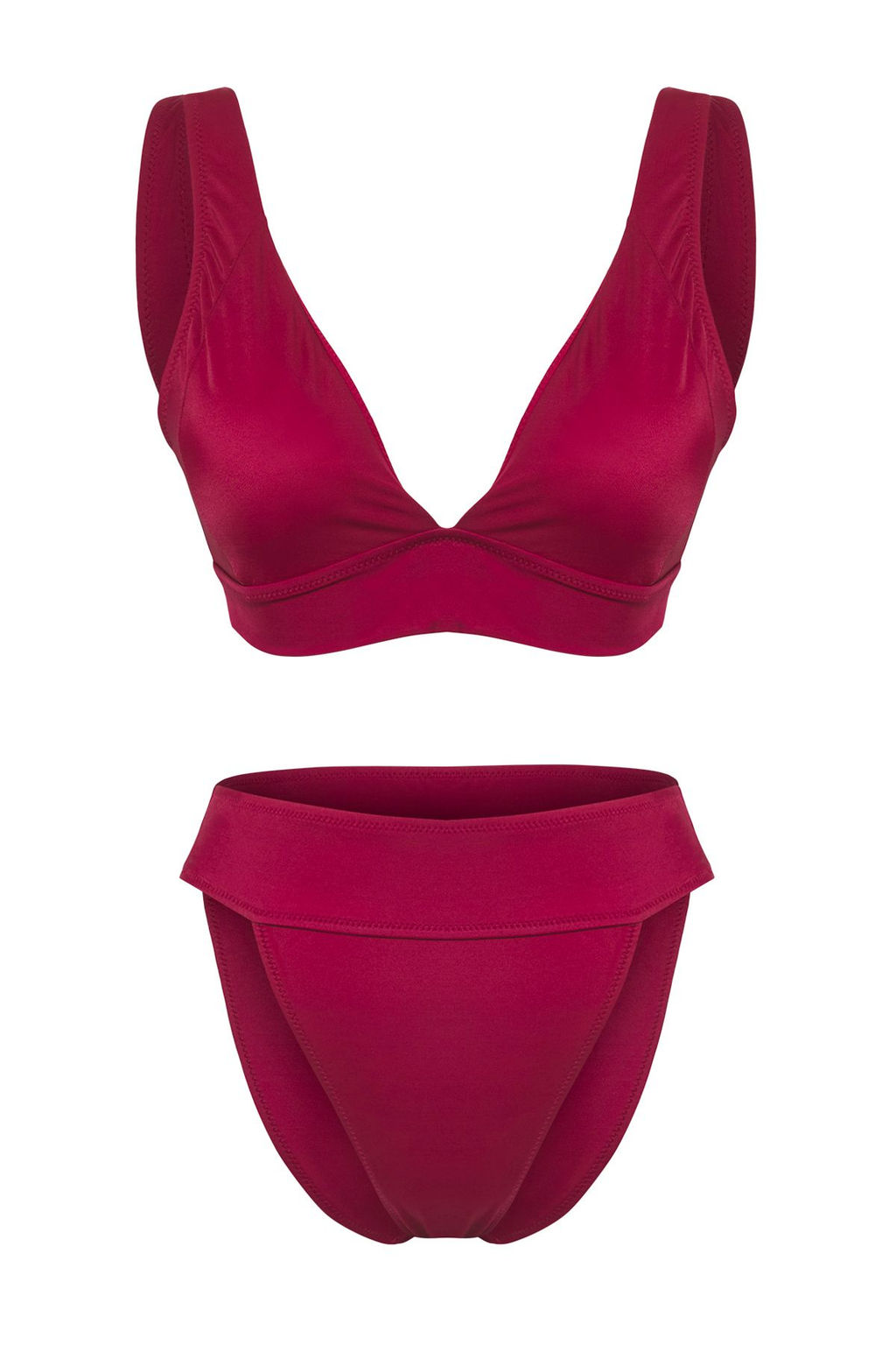 Trendyolmilla Bordo Ucgen Yuksek Bel Brazilian Bikini Tak?m? TBESS25BT00121