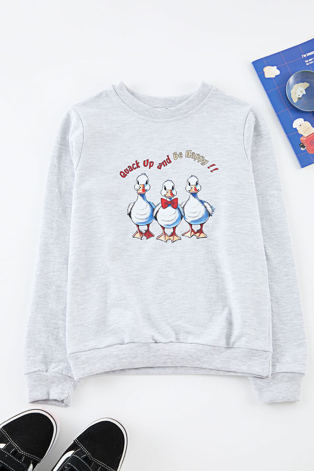 Gri Melanj Erkek Cocuk Bask?l? Orme Sweatshirt TKDAW25SW00086