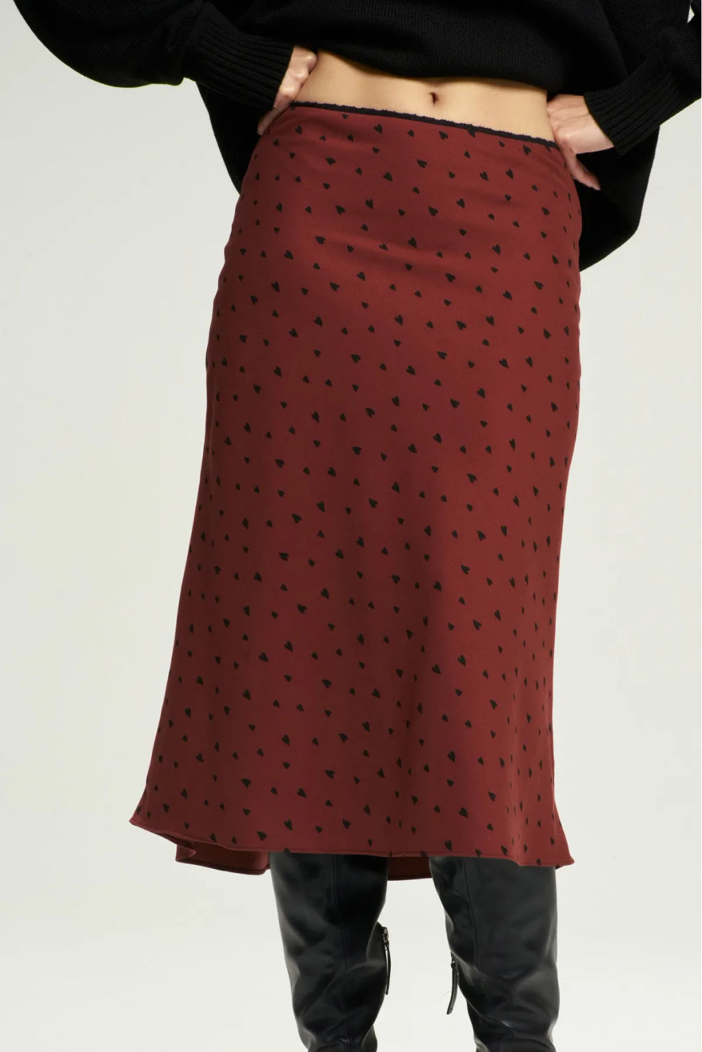 Юбка с тесьмой с сердечком Wine - Erist store фото 4