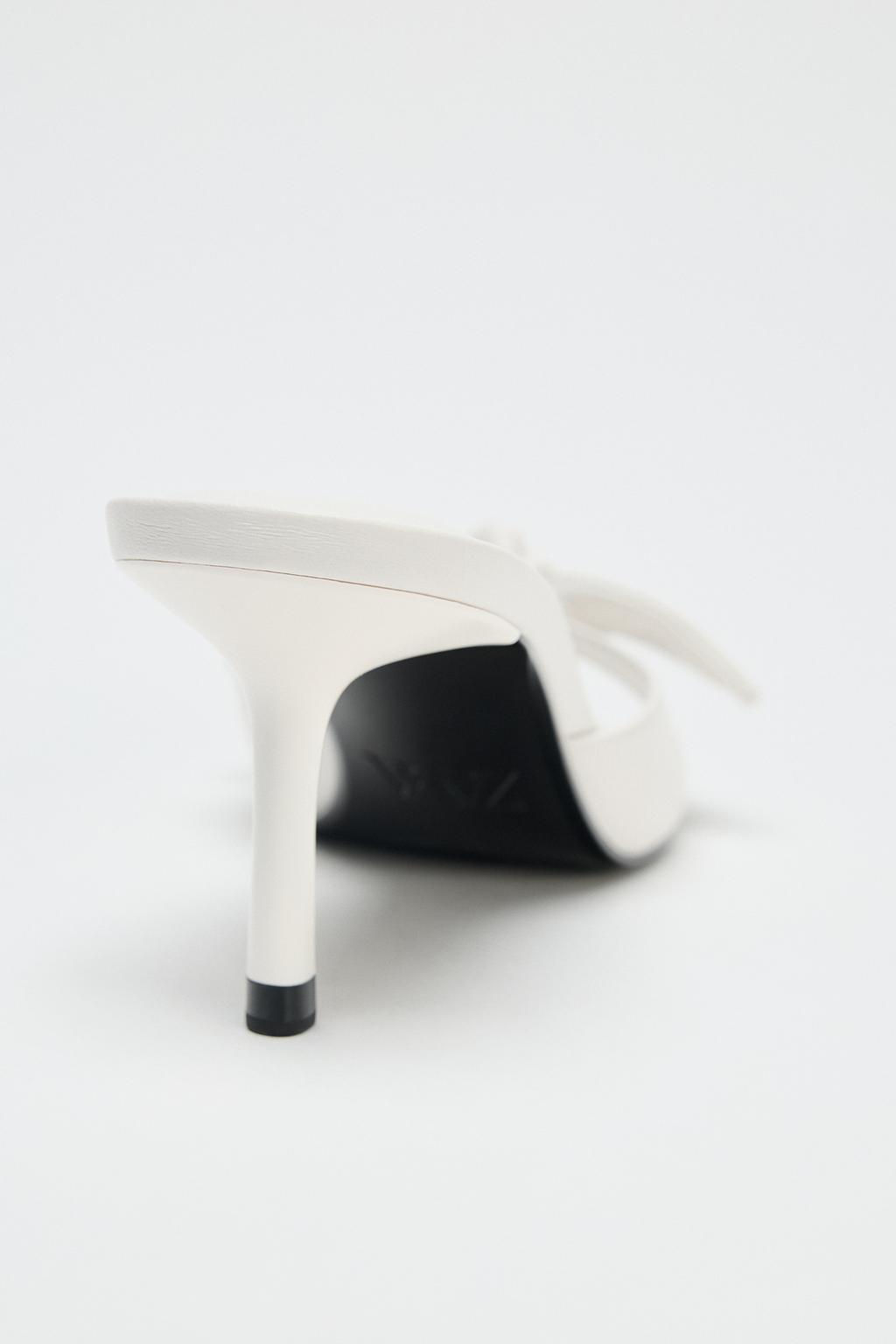 LEATHER BOW HEELED SANDALS - Zara фото 7