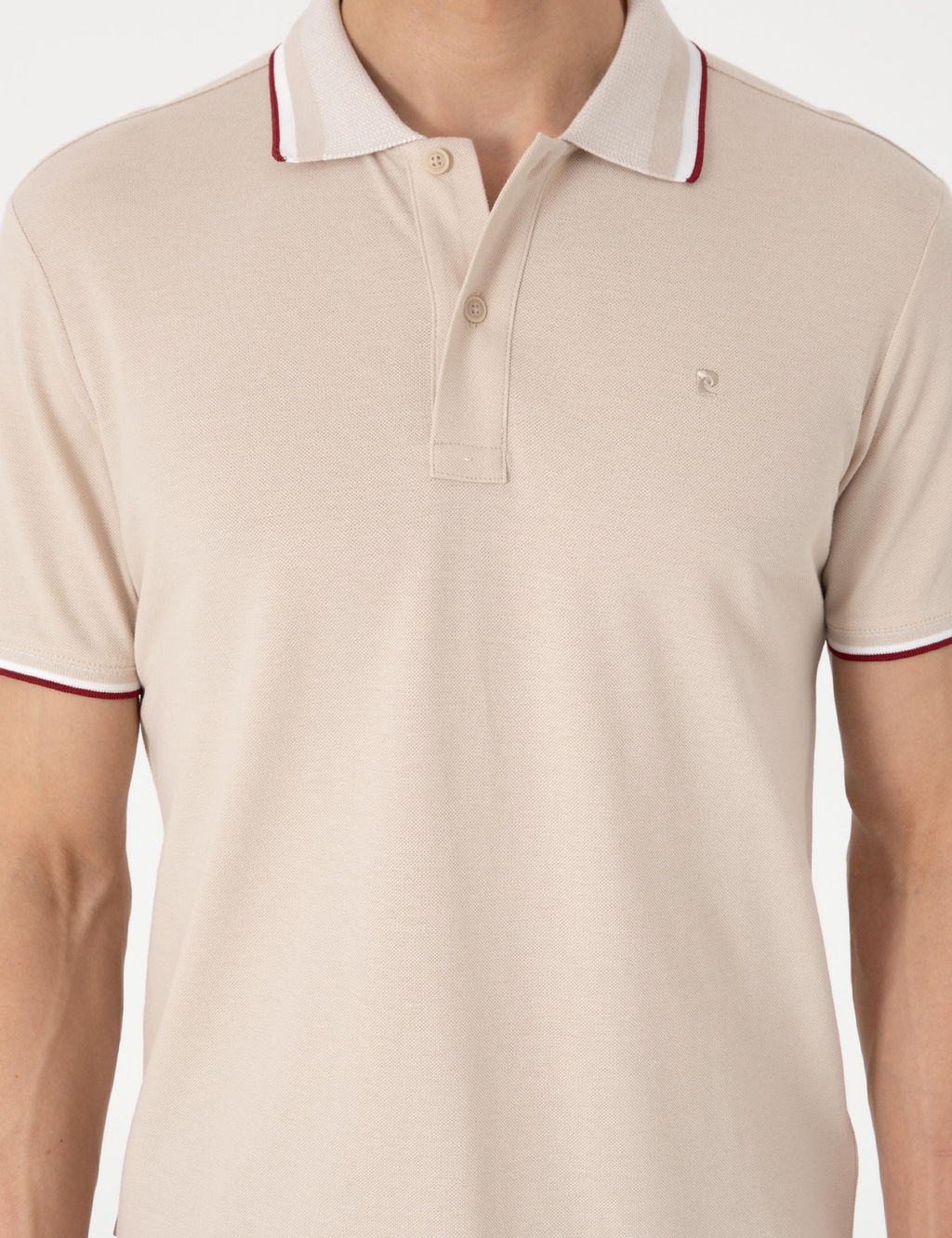 Bej Slim Fit Polo Yaka Ti__rt - Pierre cardin фото 6