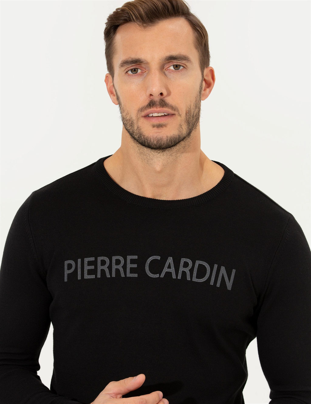 Siyah Slim Fit Bisiklet Yaka Triko Kazak - Pierre cardin фото 2