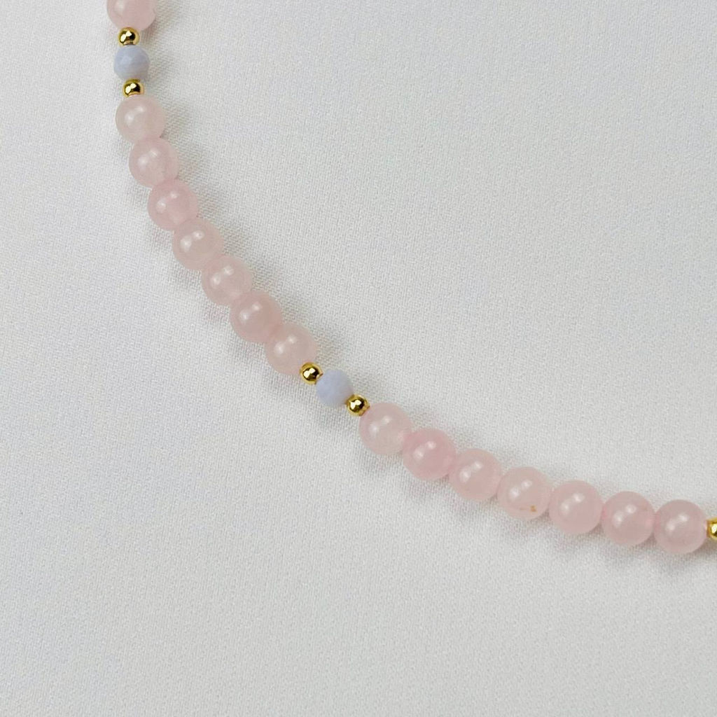 Колье из Розового кварца и Голубого агата 43 см +