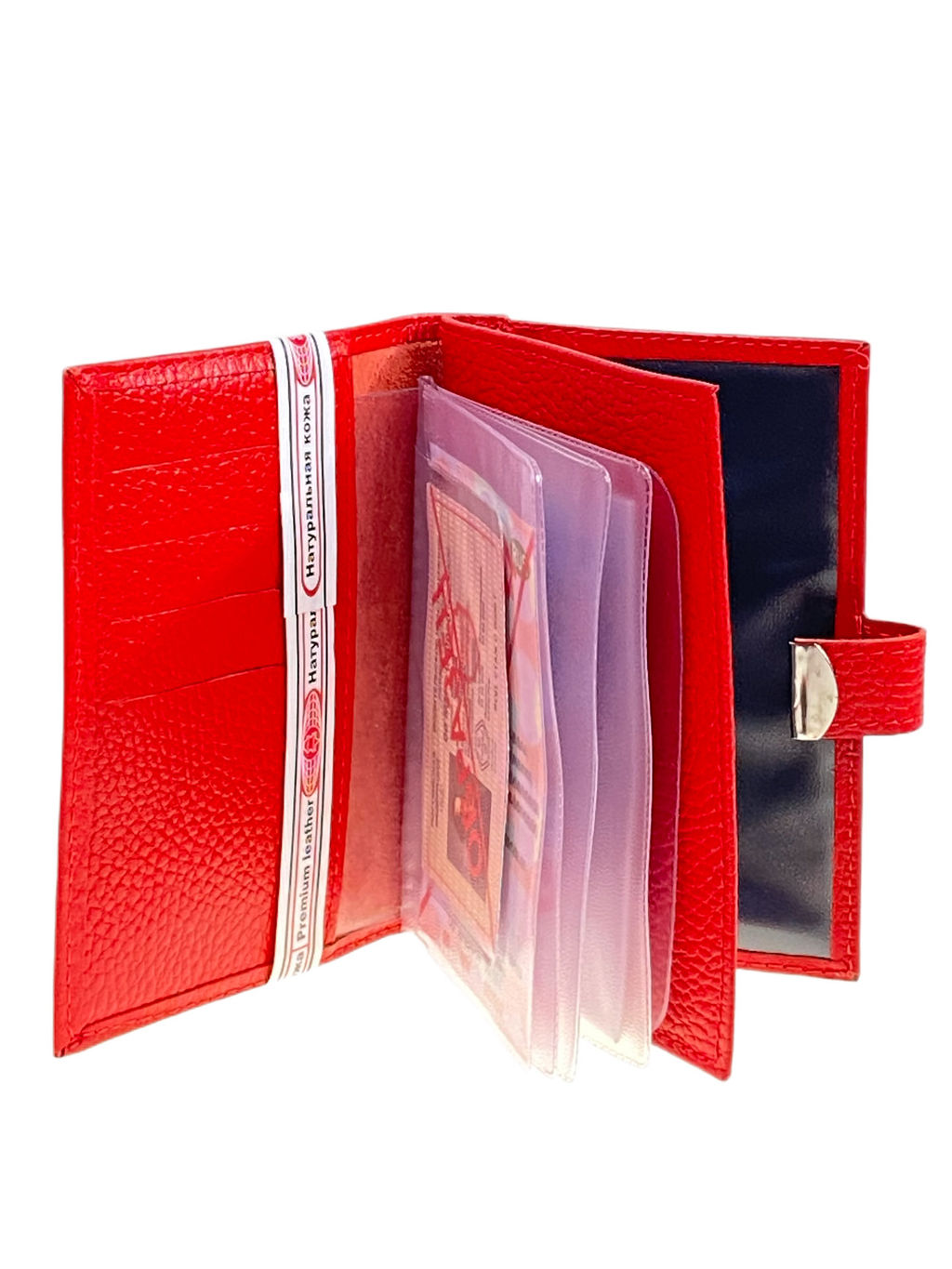 Обложка для паспорта и автодокументов из натуральной кожи, цвет красный - Greta фото 2