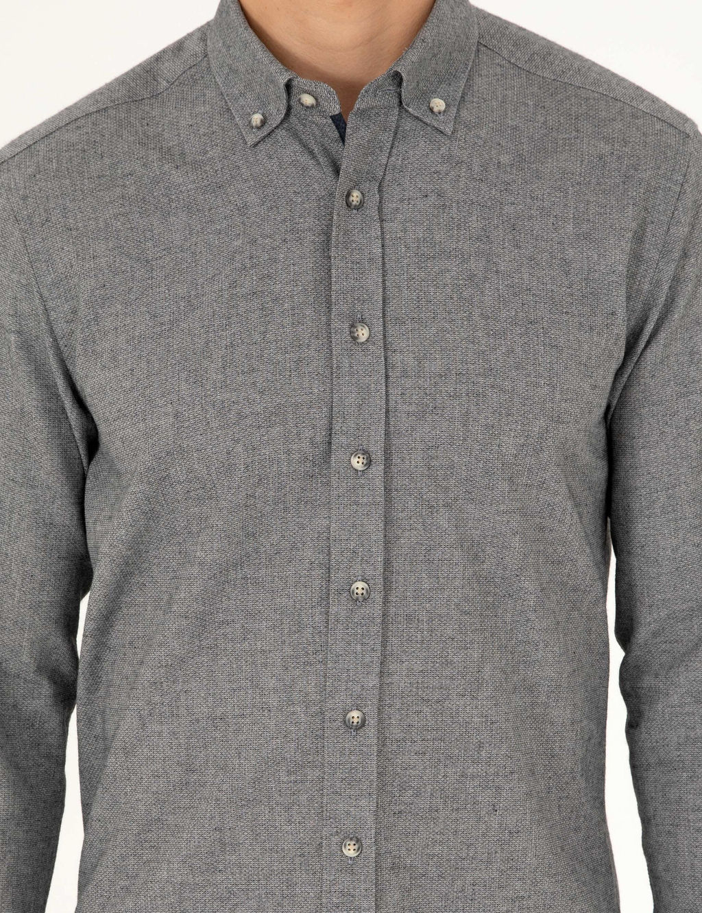 Рубашка Slim Fit с длинным рукавом серая