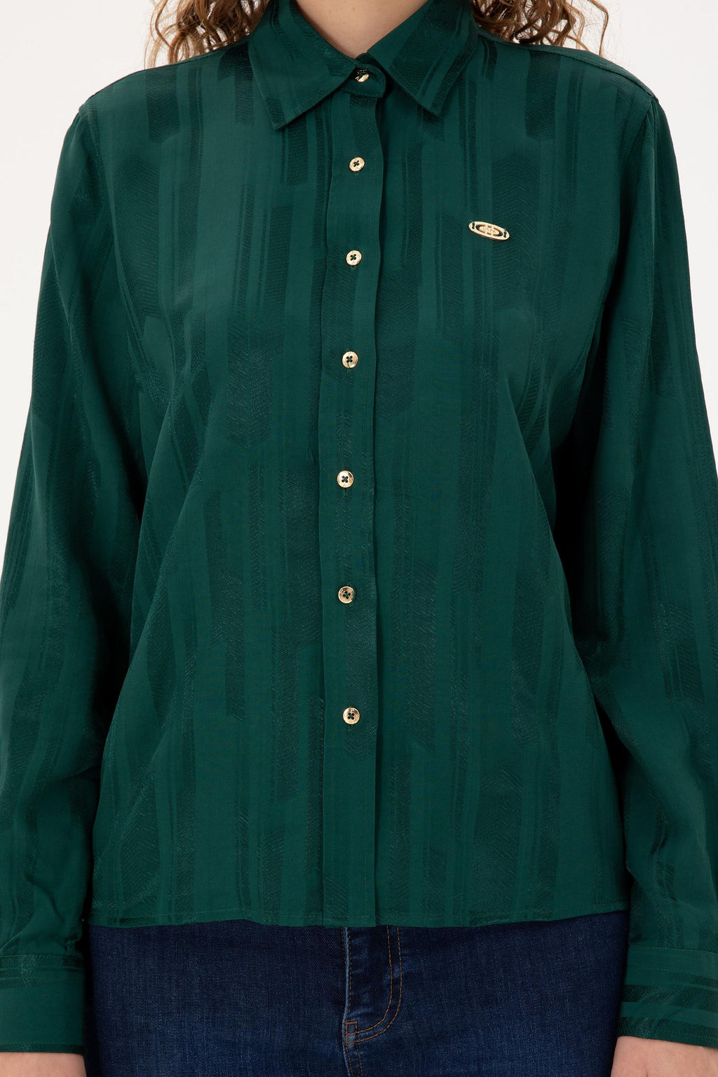 Женская темно-зеленая рубашка с длинным рукавом Неожиданная скидка в корзине - U.s. polo assn фото 6