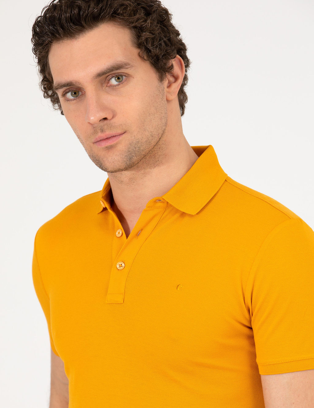 Koyu Sar_ Polo Yaka Slim Fit Basic Merserize T-shirt