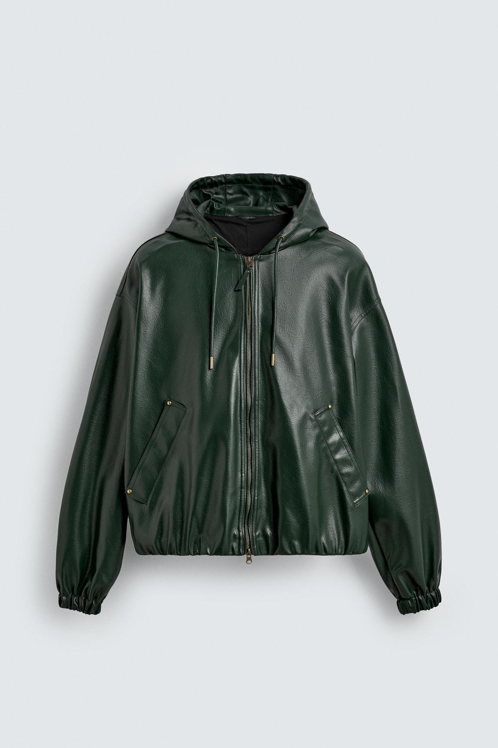 HOODED LEATHER EFFECT JACKET - Zara фото 7