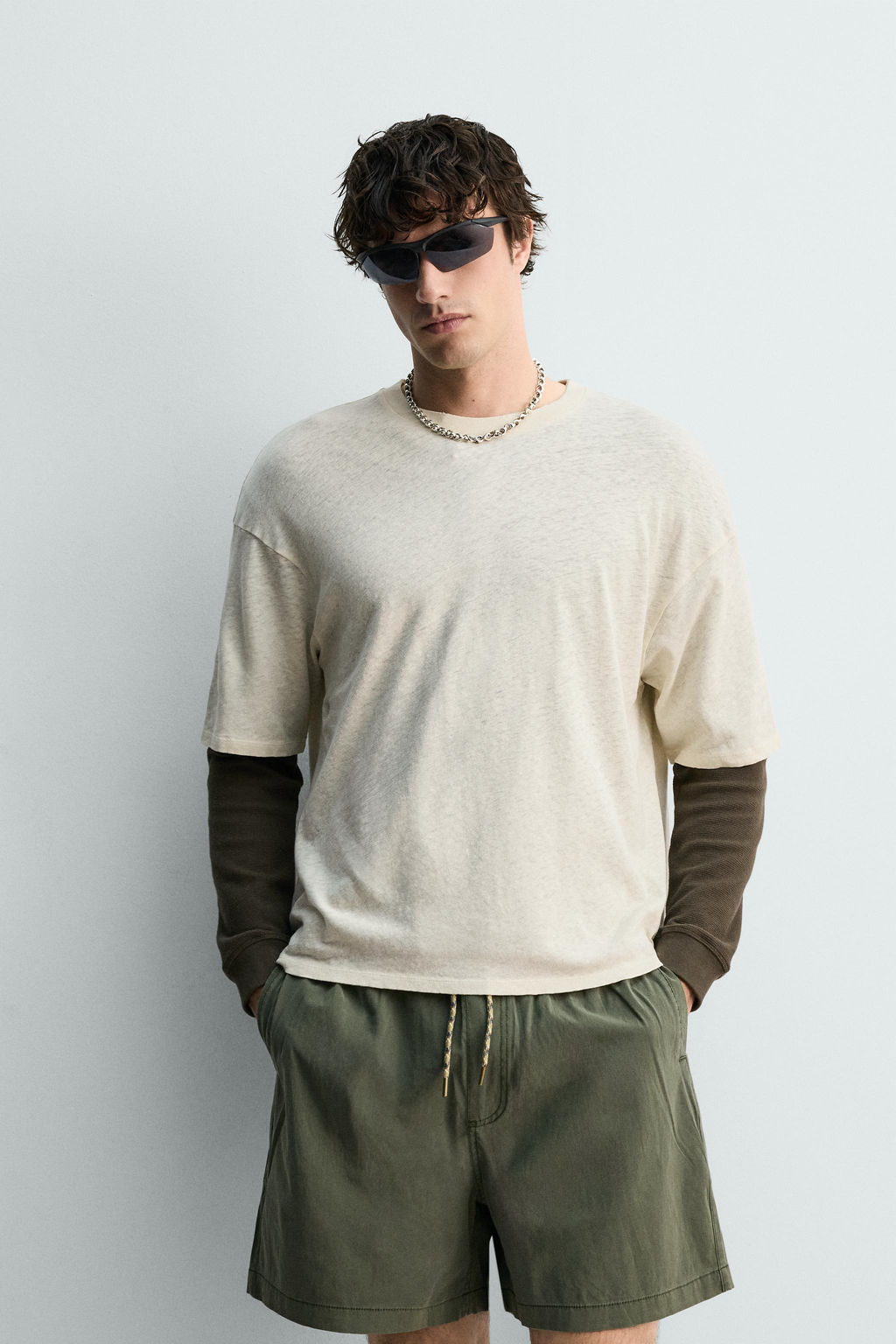 CAMISETA LAVADA ALGOD?N - LINO HAWAII / Blanco roto