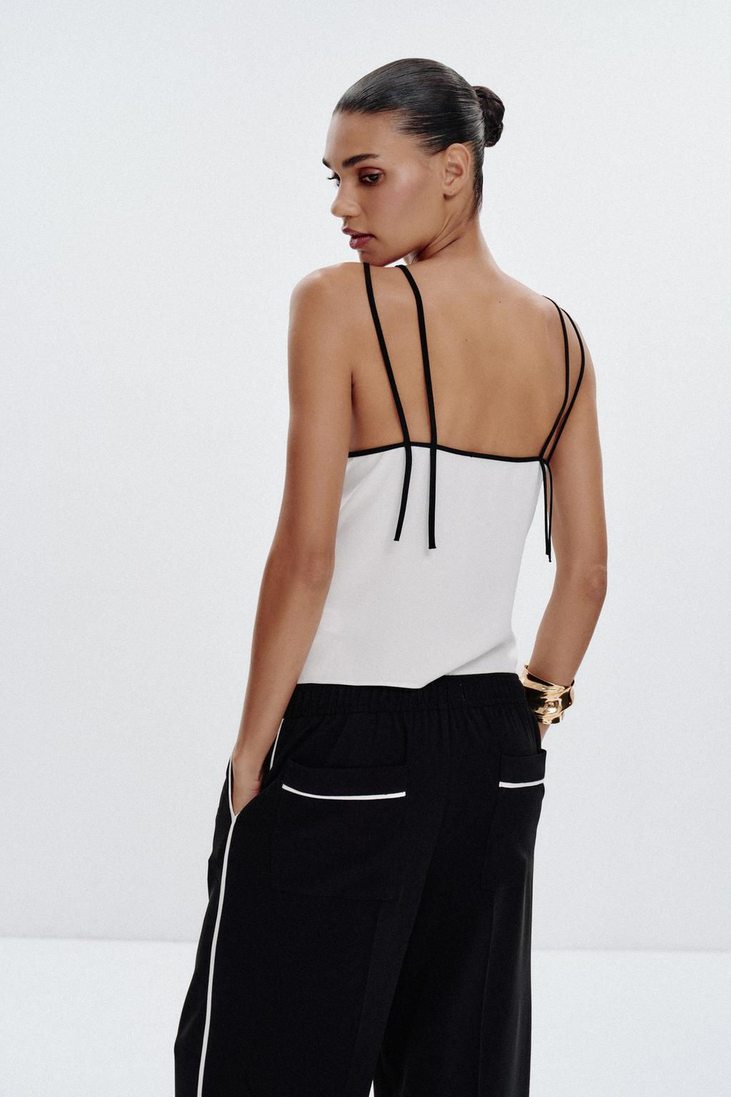 CONTRAST TRIM CAMISOLE TOP - Zara фото 8