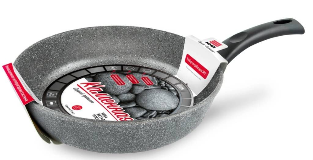 Сковорода "Каменная" Серый гранит несъемная ручка, 28 см