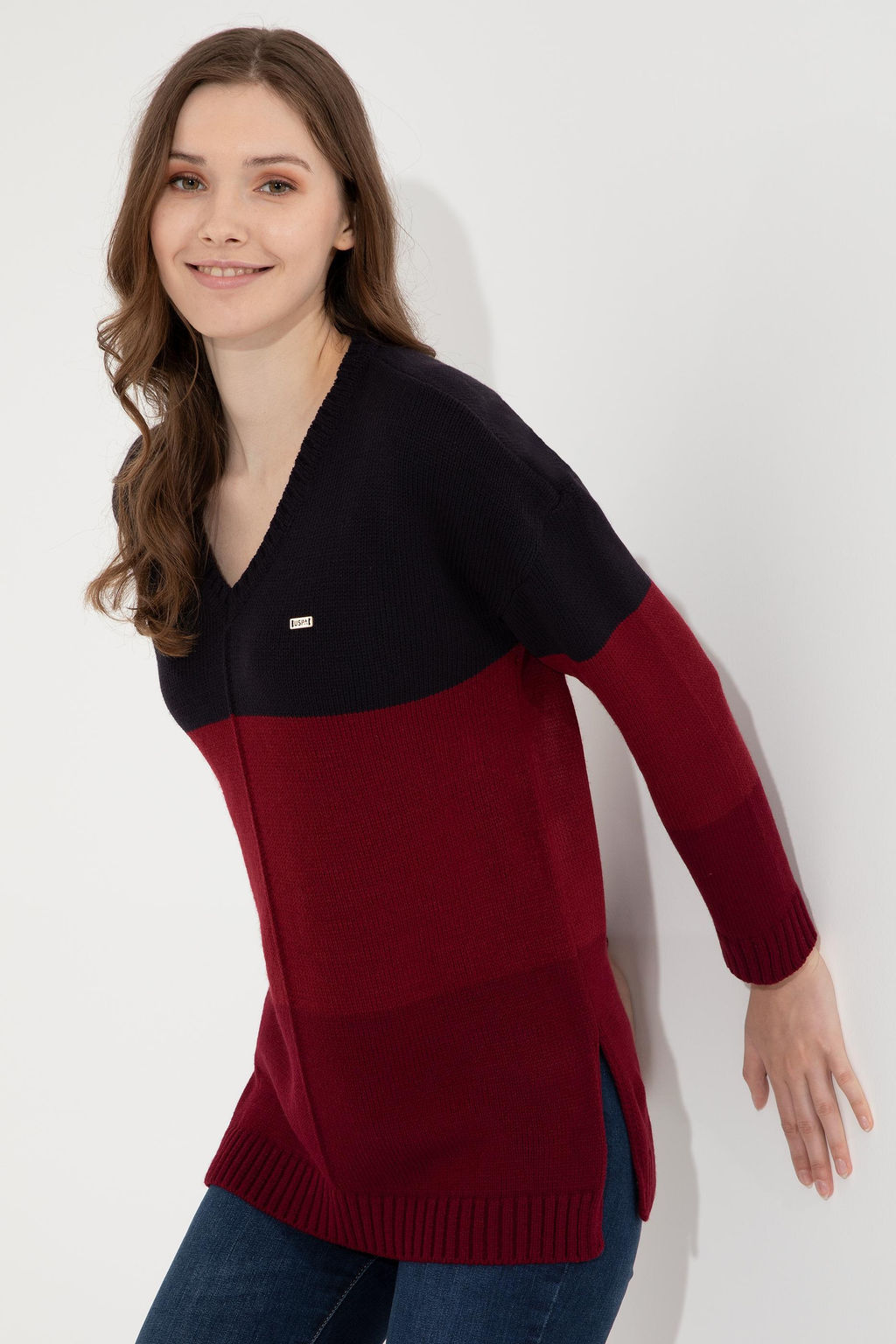 Женский темно-синий свитер с v-образным вырезом Неожиданная скидка в корзине - U.s. polo assn фото 7