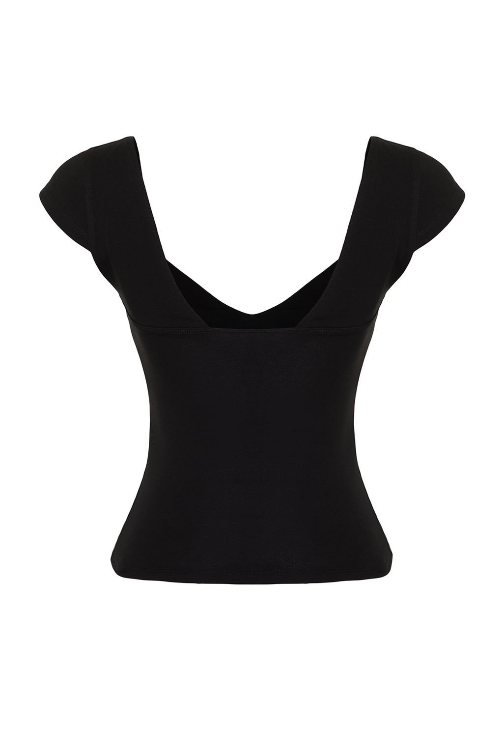 Trendyolmilla Ekru Kalp Yaka Vucuda Oturan Pamuklu Esnek Orme Bluz TWOSS24BZ00113