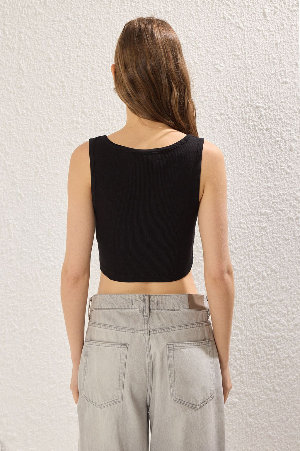 TRENDYOLMILLA Siyah-Beyaz Fitted/Vucuda Oturan Super Crop Esnek Orme Atlet TWOSS25AL00054  фото 7