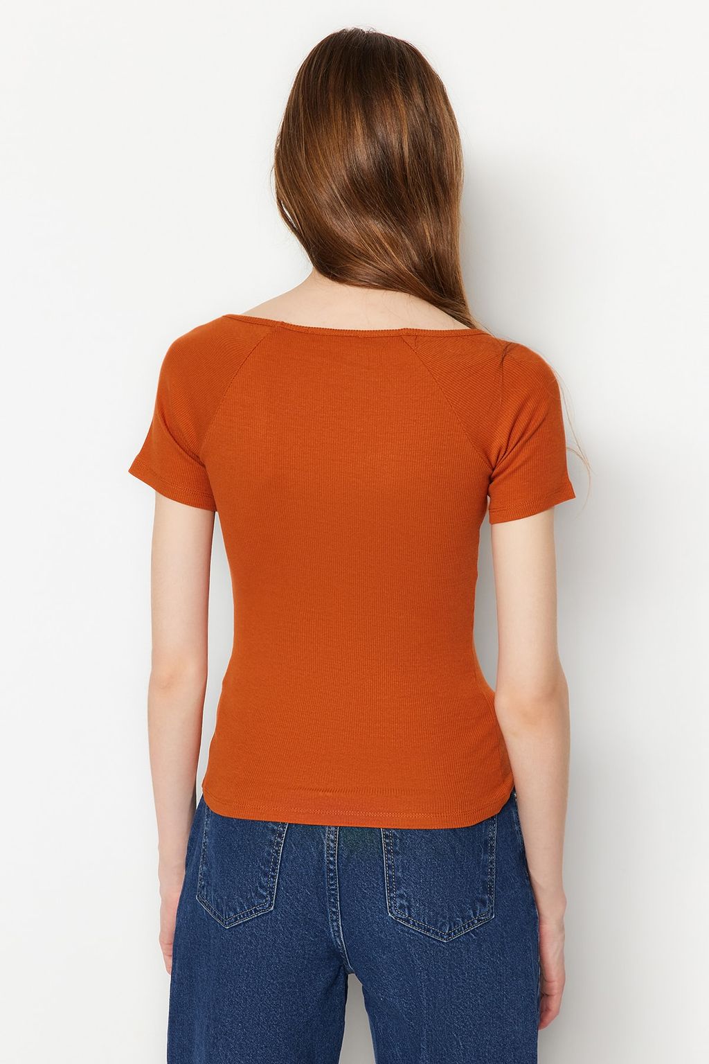 Tarc?n Fitted/Vucuda Oturan Fitilli Pamuk Esnek Orme Bluz TWOSS21BZ0579