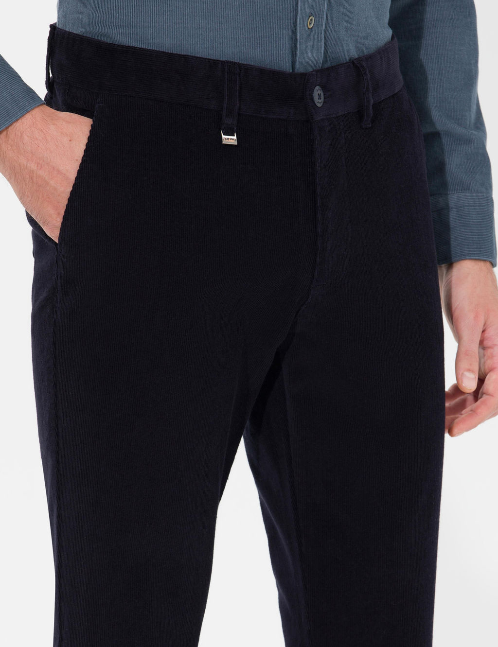 Темно-синие брюки узкого кроя из плотной ткани - Cacharel фото 6