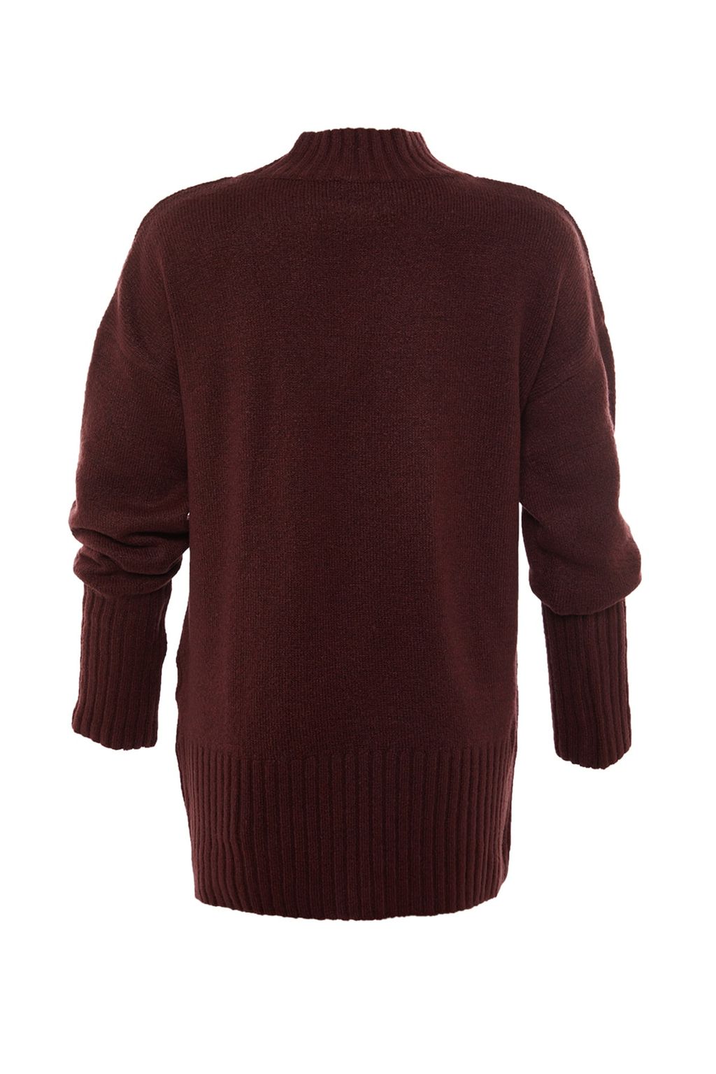 Bordo Genis Kal?p Yumusak Dokulu Basic Triko Kazak TWOAW23KZ00490 - Trendyolmilla фото 7