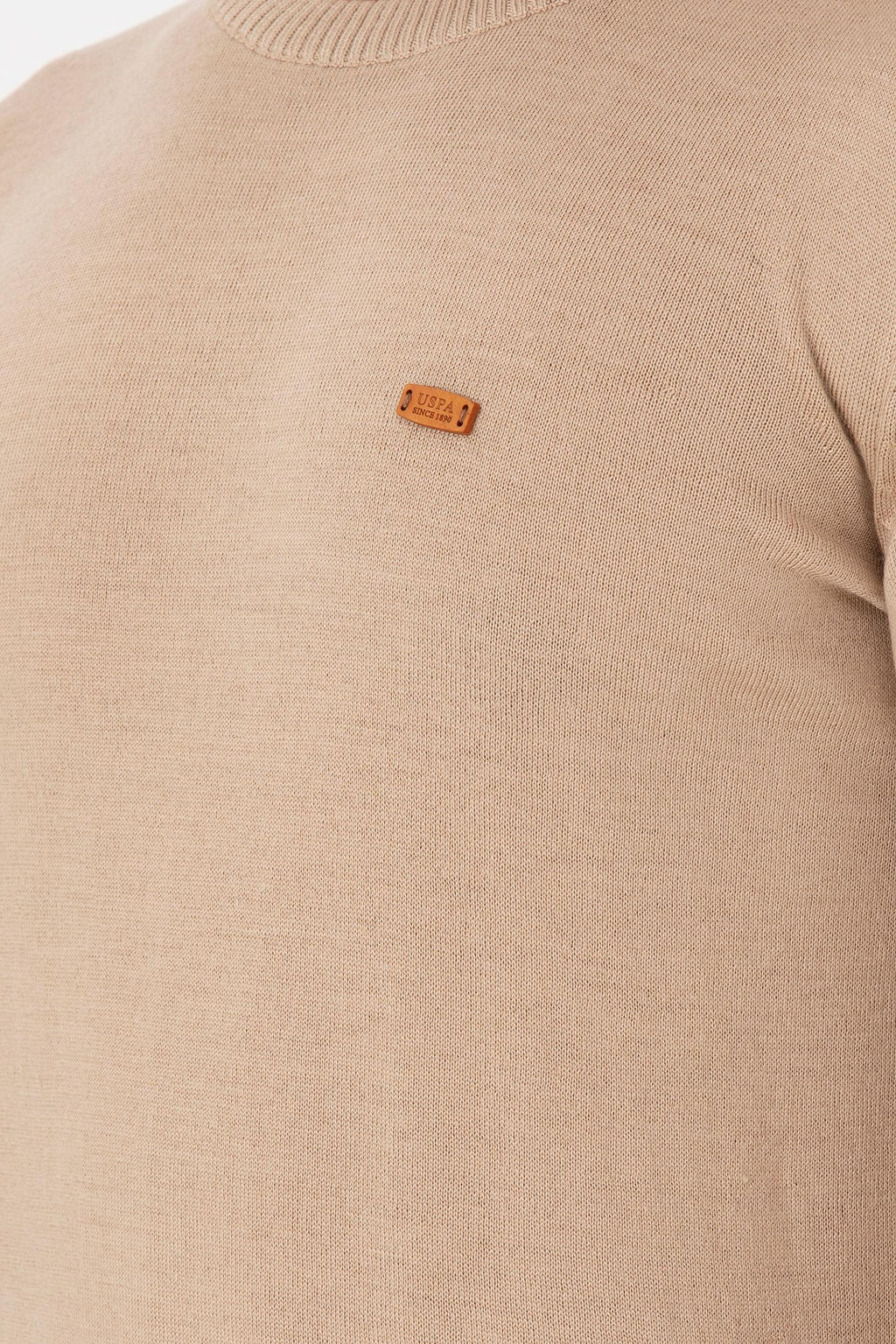 Erkek Slim Fit Bisiklet Yaka Kum Melanj Kazak - U.s. polo assn фото 7