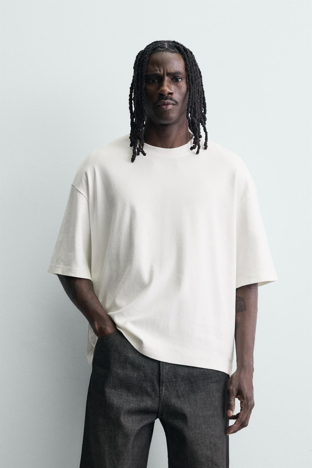 SUDADERA BOXY FIT ESTRUCTURA / Beige claro - Zara фото 2