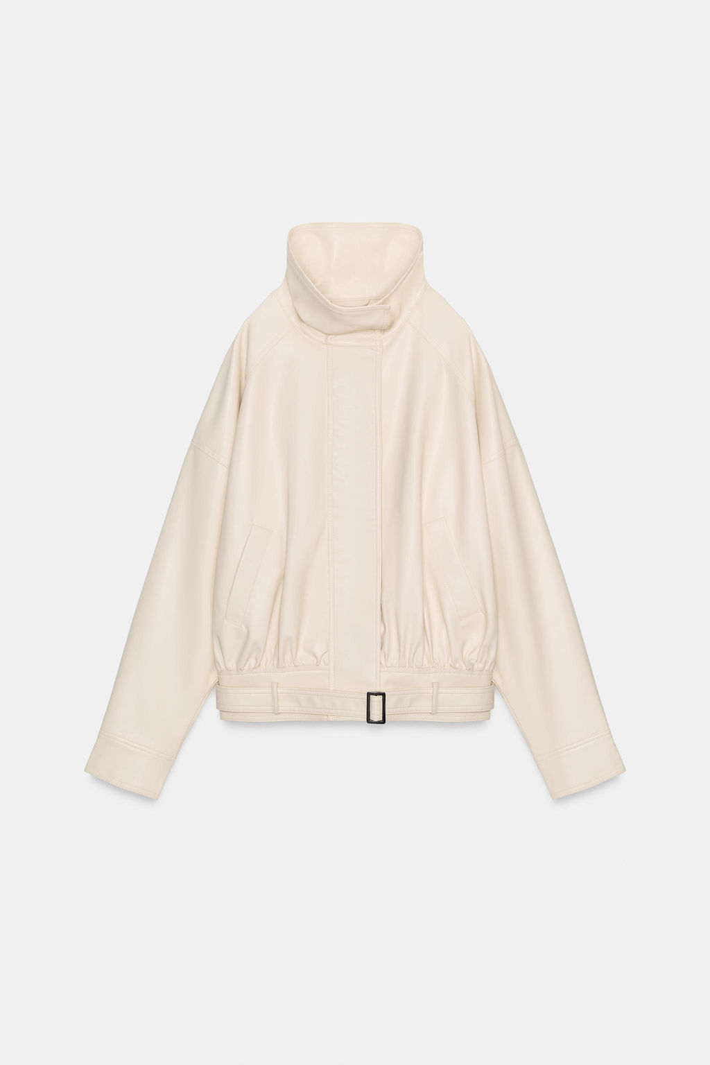 CHAQUETA BOMBER EFECTO PIEL / Crema - Zara фото 4