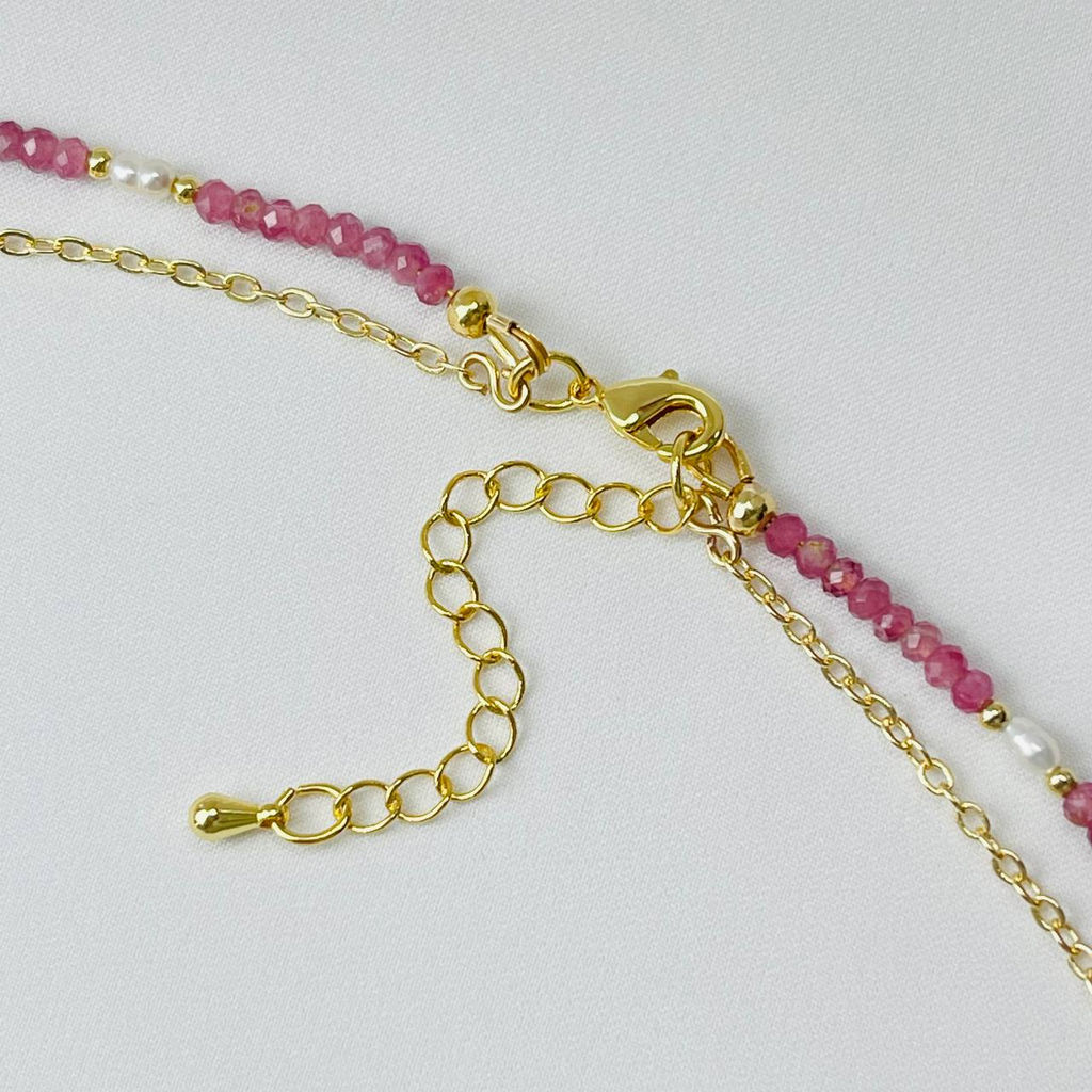 Колье двойное из розового Турмалина,Амазонита и Жемчуга - Радуга самоцветов фото 4