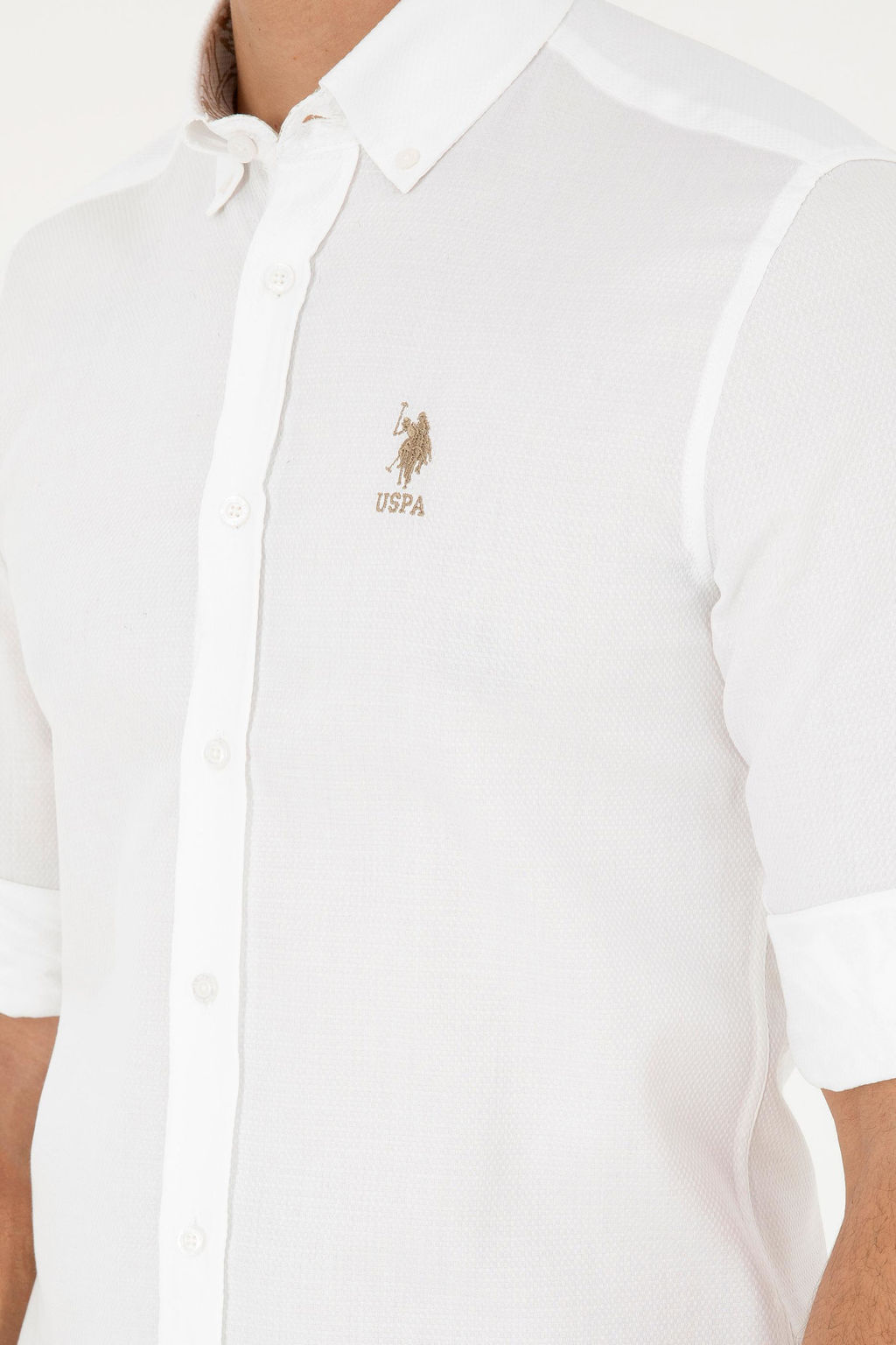 Мужская рубашка светло-хаки с длинным рукавом Неожиданная скидка в корзине - U.s. polo assn фото 7