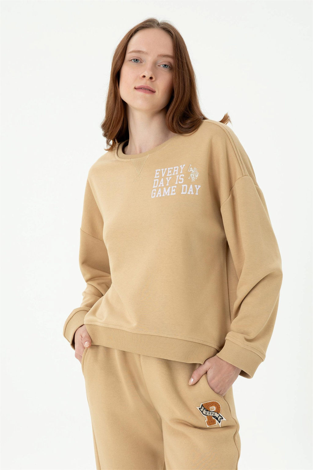 U. S. Polo Assn Женский свитшот песочного цвета - U.s. polo assn фото 3