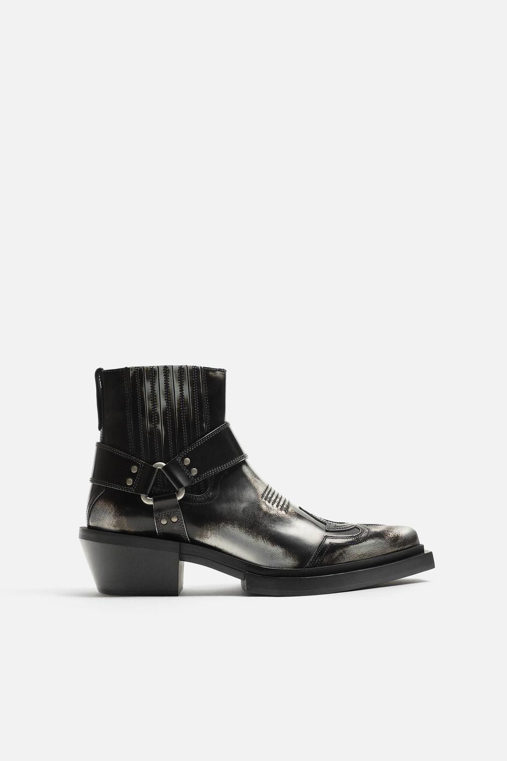 LEATHER COWBOY BOOTS - Zara фото 5