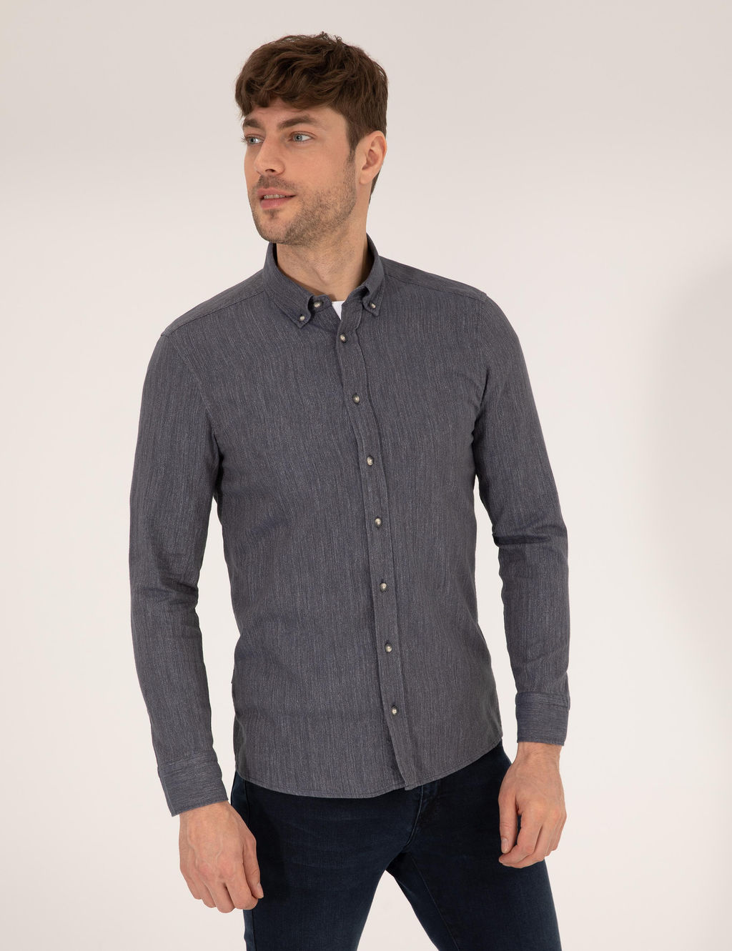 Рубашка Pierre Cardin Slim Fit длинный рукав синий