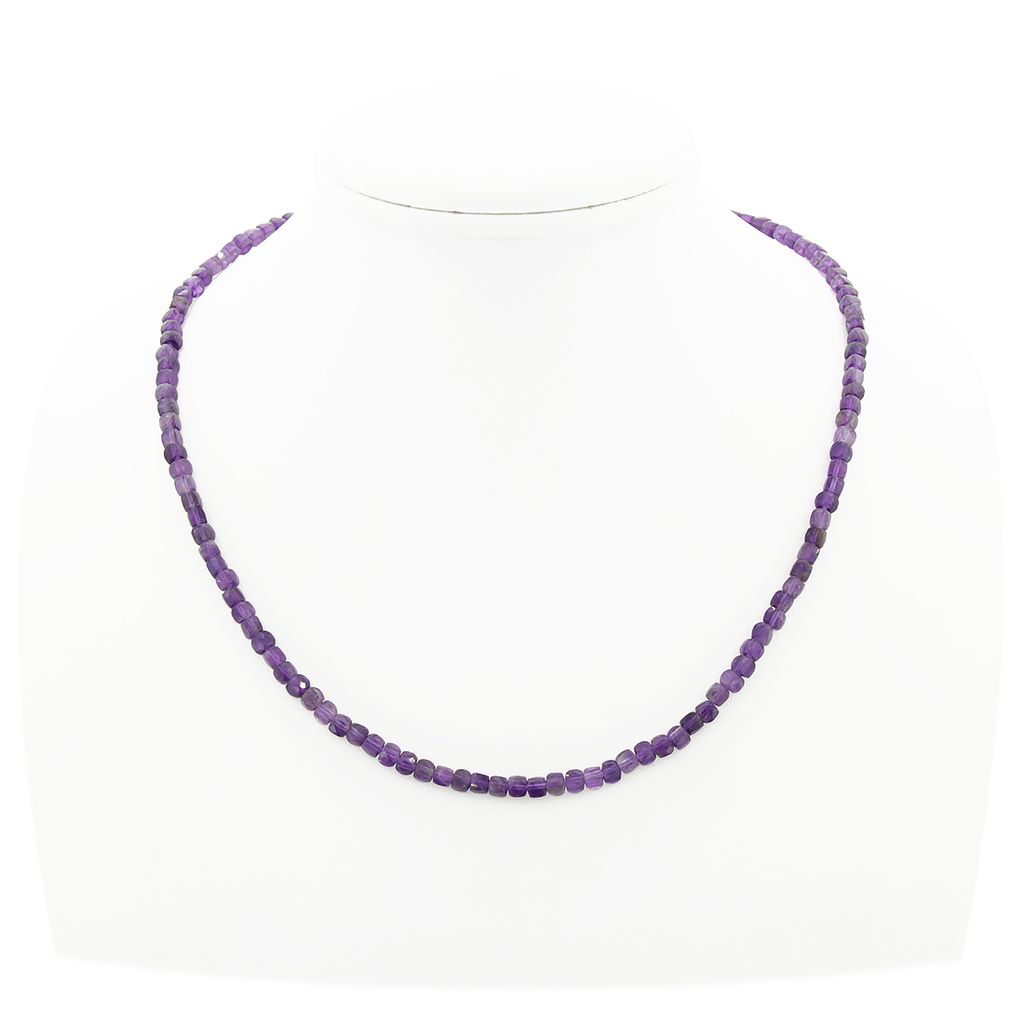 Аметист кубики гранёные 3.5мм, "Окта" бусы 47см