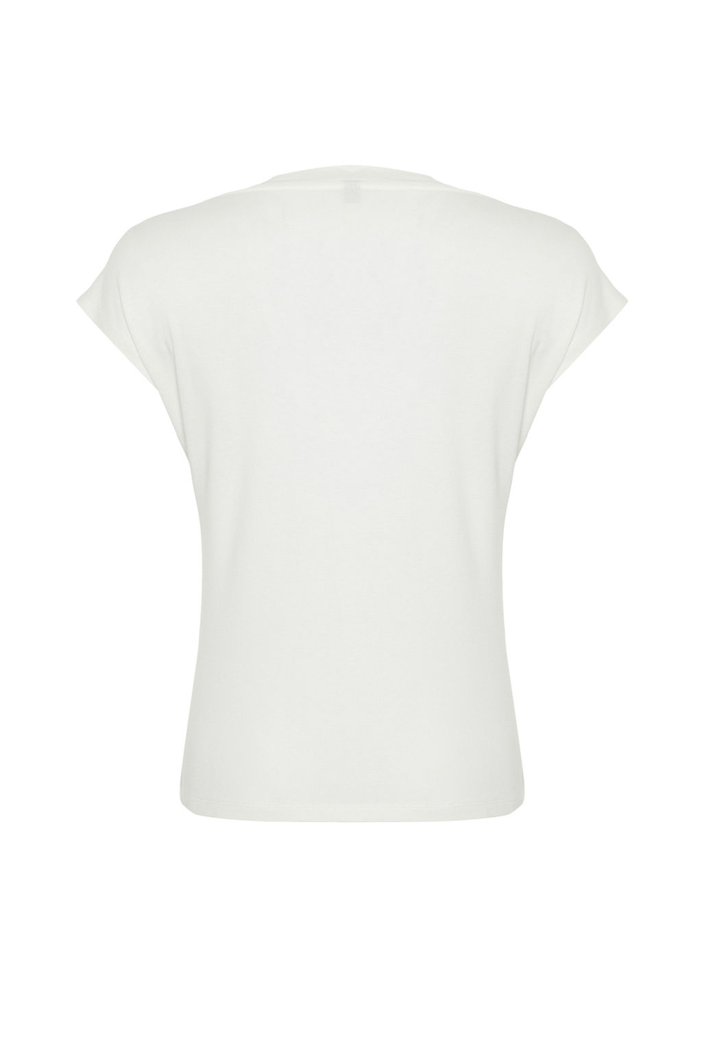 Ekru Viskoz/Yumusak Kumas Fitted/Vucuda Oturan Ay Kol V Yaka Esnek Orme Bluz TWOSS24BZ00433