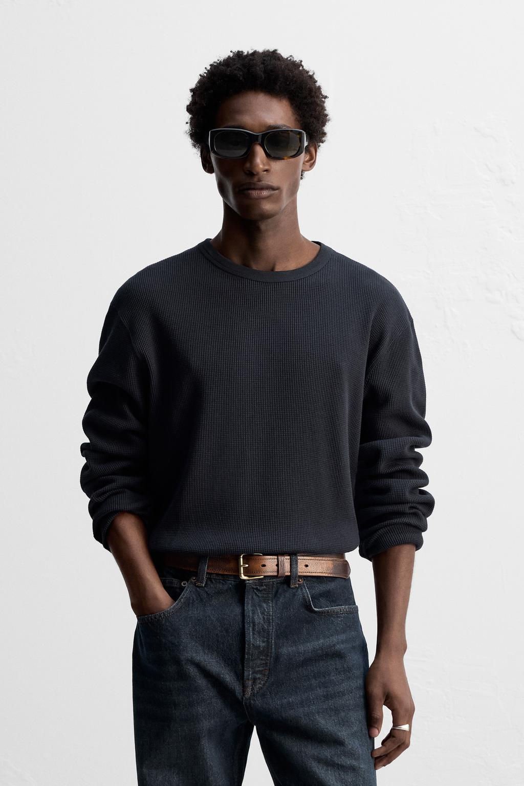 T-SHIRT IN CHECK TEXTURE - Zara фото 5