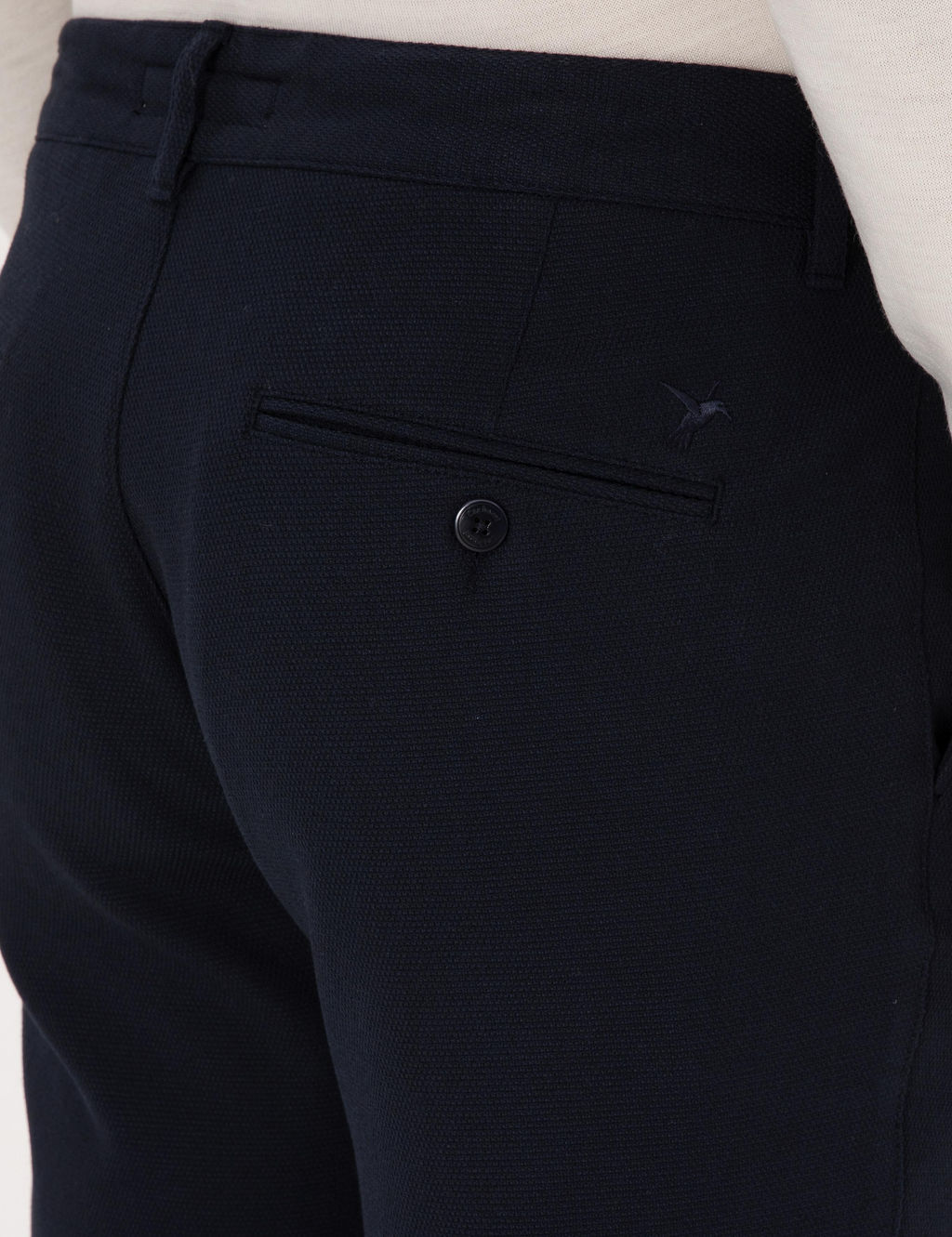 Lacivert Slim Fit Beli Ba_c_kl_ Kanvas Pantolon