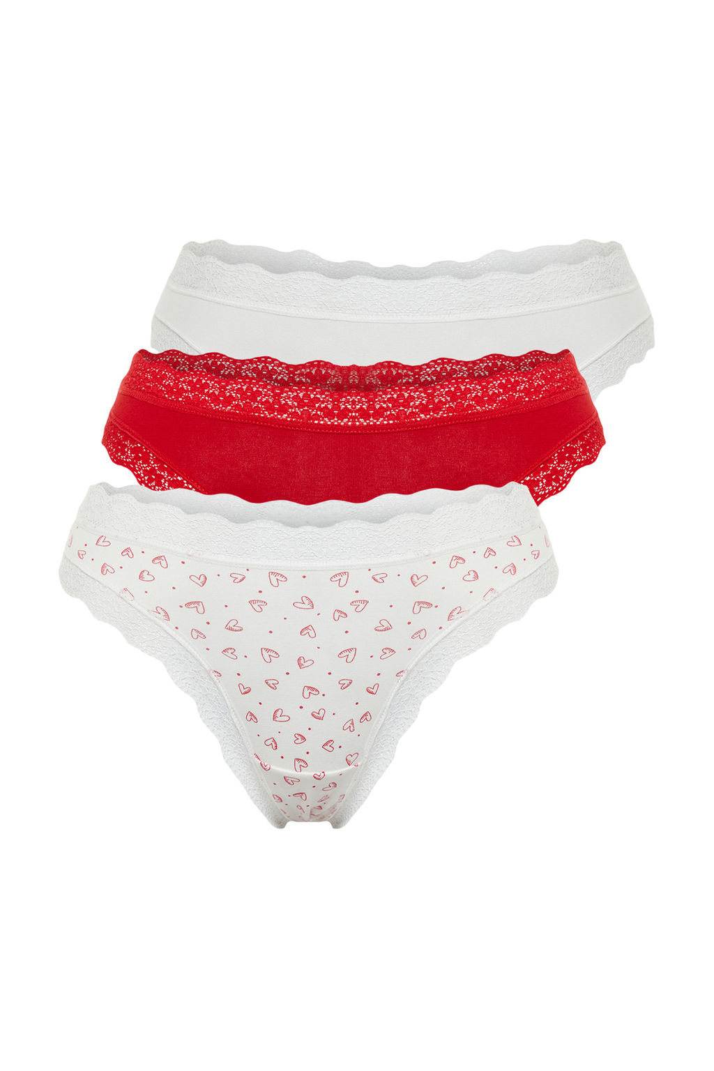 TRENDYOLMILLA Siyah-Beyaz-Leopar 3lu Paket Pamuklu Dantelli Tanga Orme Kulot THMSS24KU00003 фото 7