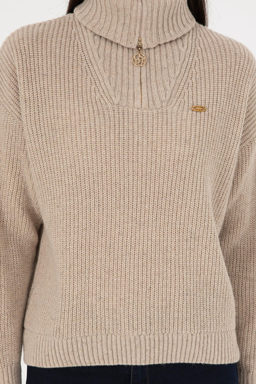 Женский кремовый меланжевый свитер Неожиданная скидка в корзине - U.s. polo assn фото 7