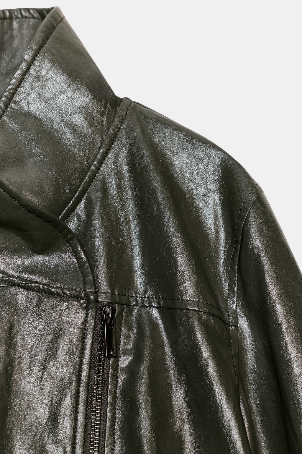 CHAQUETA EFECTO PIEL ZW COLLECTION / Gris - Zara фото 10