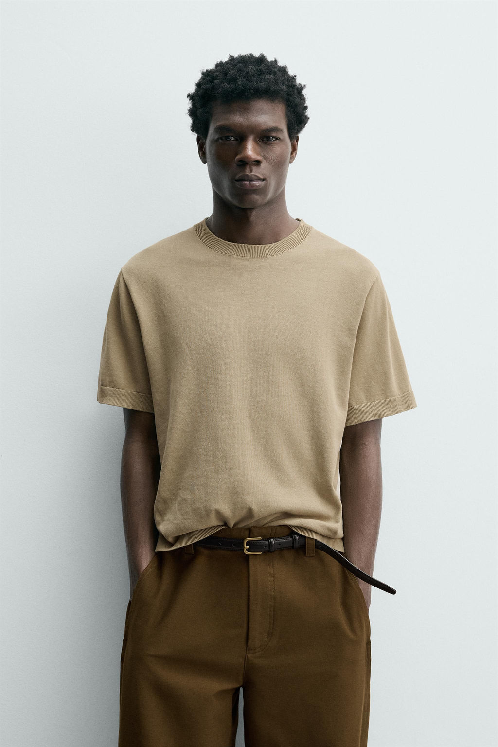 CAMISETA PUNTO LIGERO ALGOD?N / Piedra - Zara фото 2