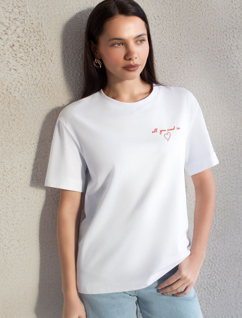 Свободная футболка с принтом из премиального хлопка с эастаном - Vilatte фото 6