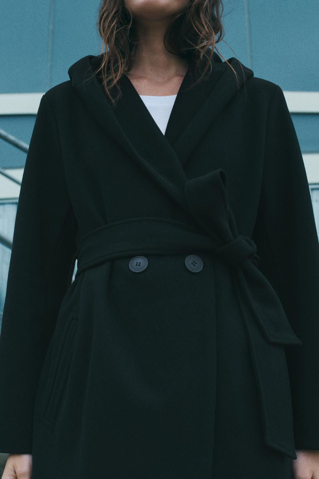 SOFT HOODED BELTED COAT - Zara фото 18