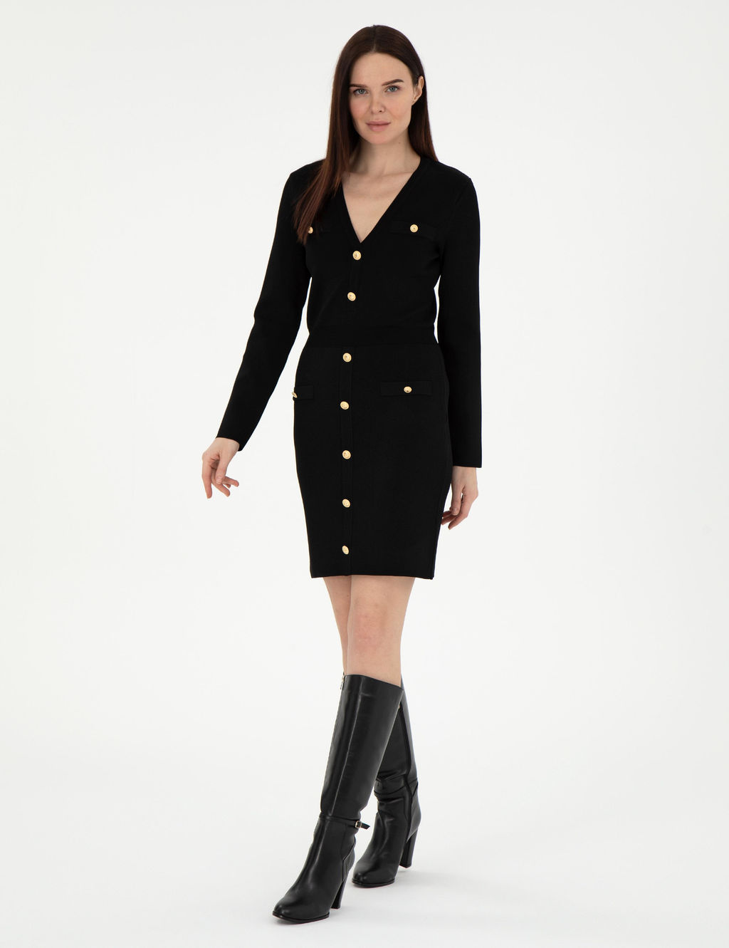 Siyah Slim Fit Triko Elbise - Pierre cardin фото 3