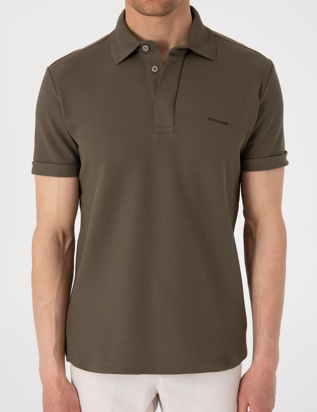 Haki Slim Fit %100 Pamuk K_vr_lmaz Amerikan Pike Polo Yaka Basic Ti__rt - Pierre cardin фото 6