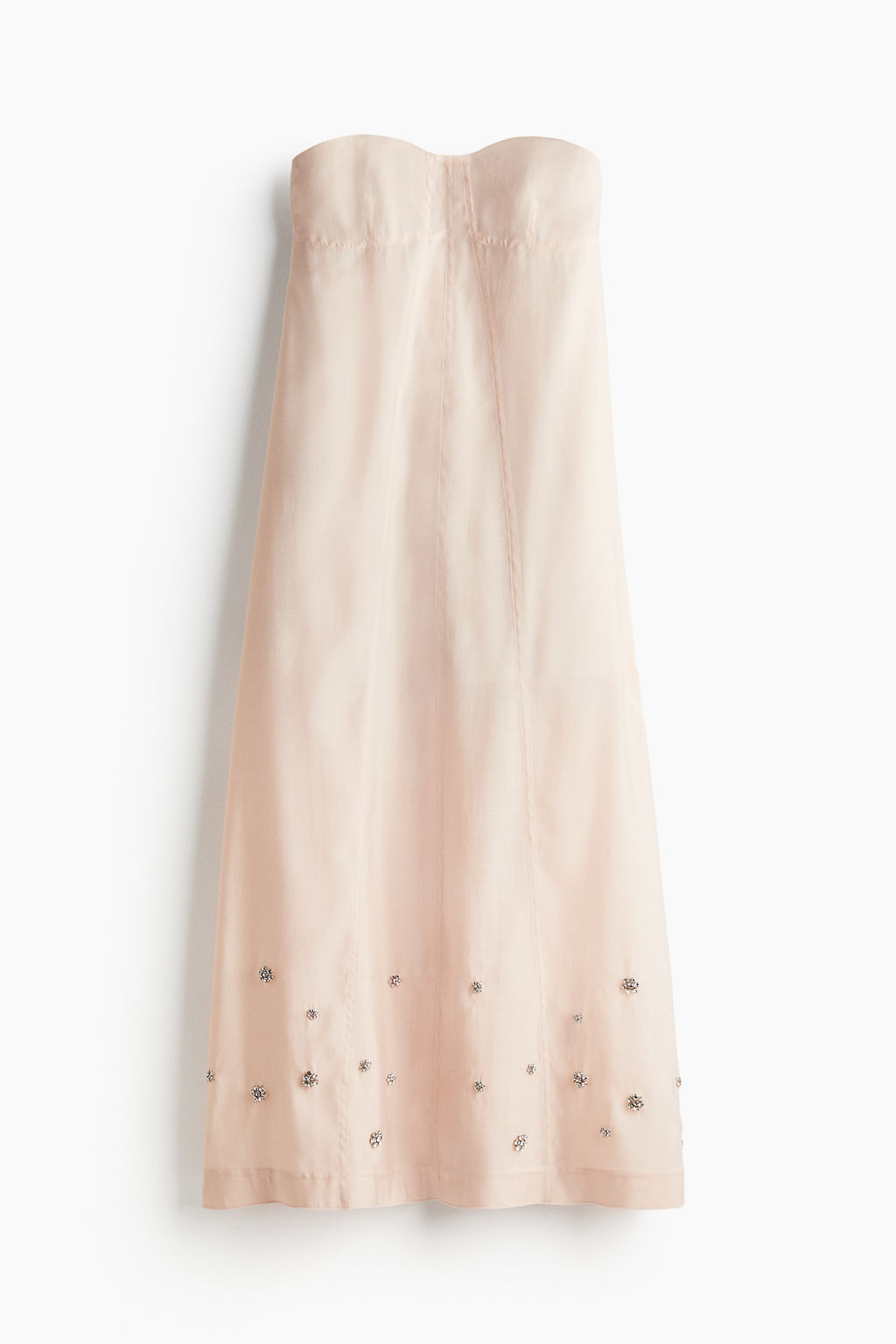 Vestido bandeau con detalles decorativos