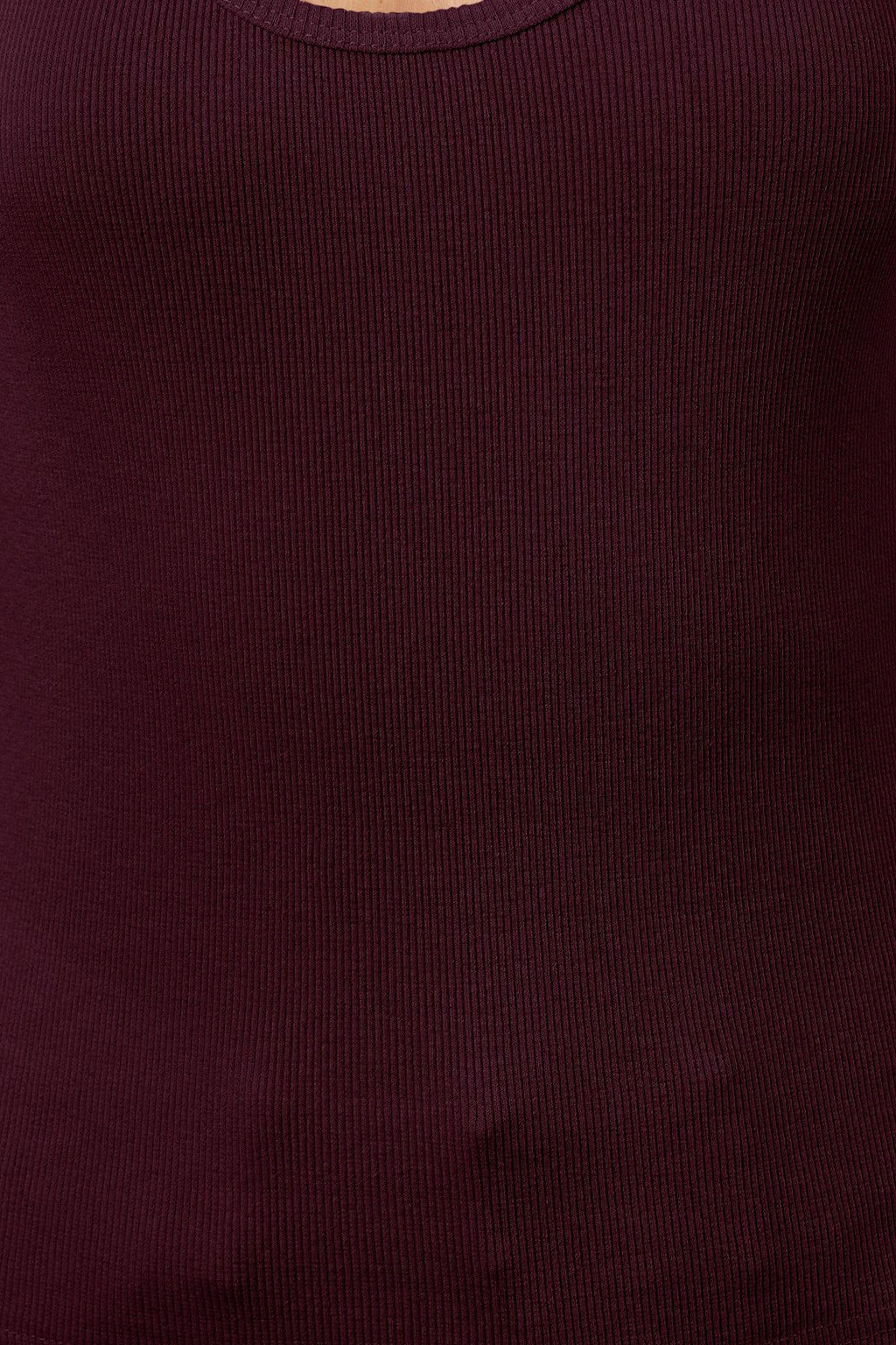 Bordo Fitted/Vucuda Oturan Havuz Yaka Fitilli Esnek Orme Atlet TWOSS22AL0042