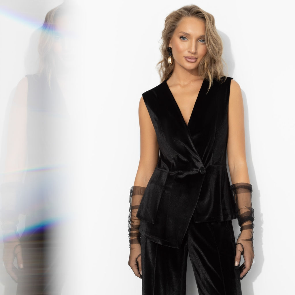 Жилет бархатный, Стильный лидер (чёрный бархат) - Charutti фото 4