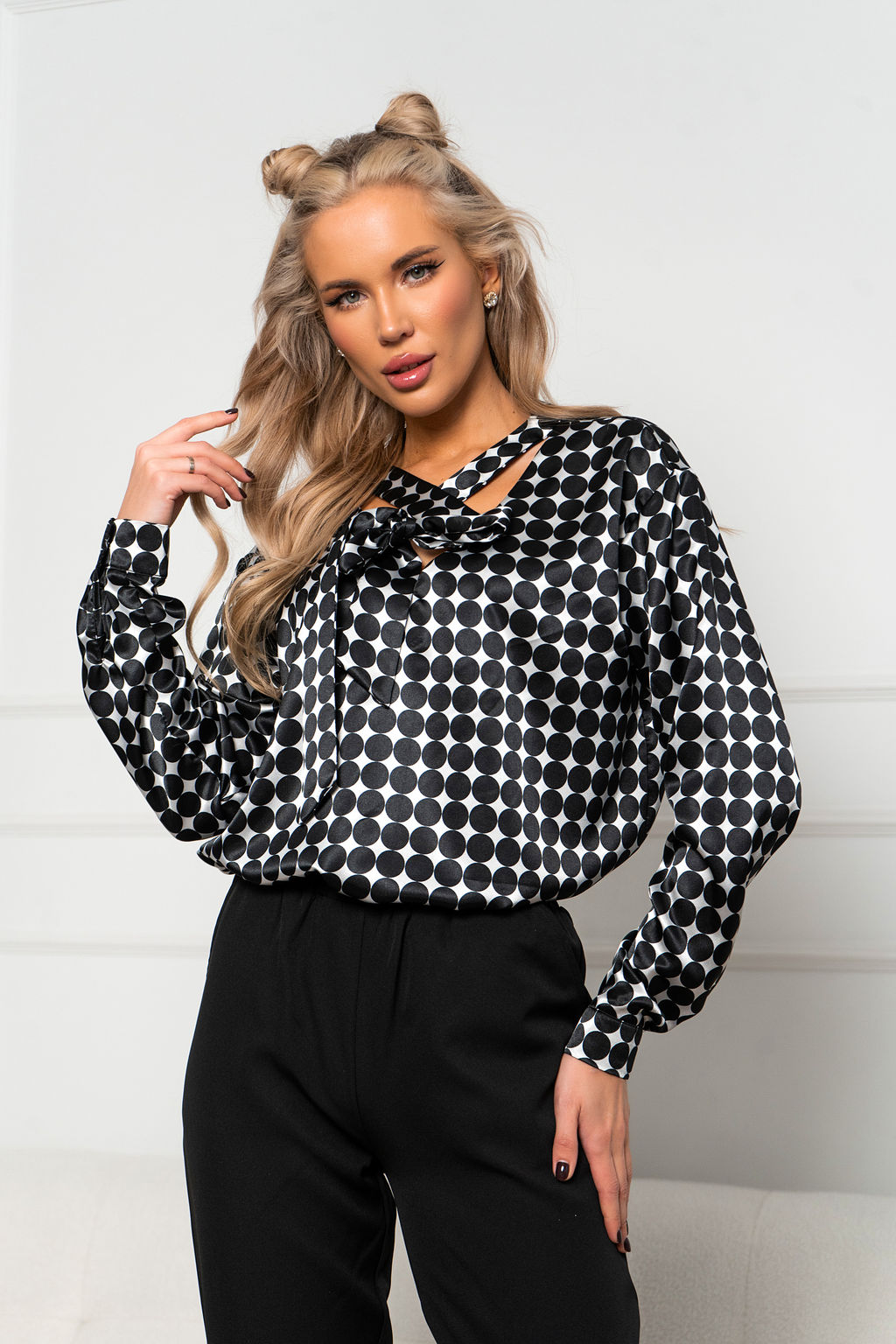 Блуза Open Style 6582 черно-белый