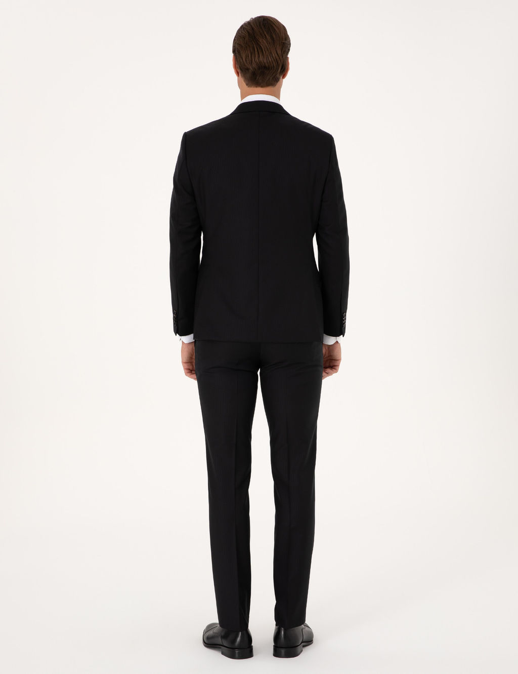 Siyah Slim Fit %100 Y_n _izgili Tak_m Elbise